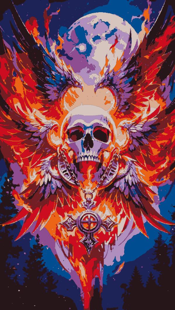 Fiery Winged Skull: example finished result